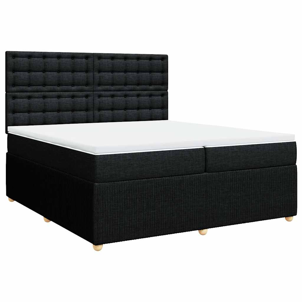 vidaXL Box spring postel s matracĂ­ ÄŤernĂˇ 200x200 cm textil