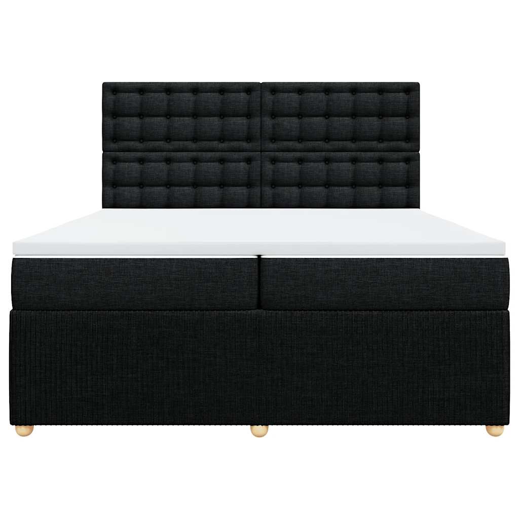 vidaXL Boxspring met matras stof zwart 200x200 cm, foto 4