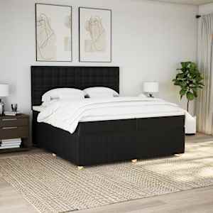 Box spring postel s matrací černá 200x200 cm textil - obrázek 3