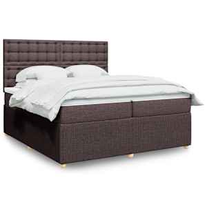 Box spring postel s matrací tmavě hnědá 200x200 cm textil - obrázek 1