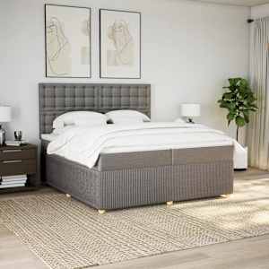 Box spring postel s matrací taupe 200x200 cm textil - obrázek 3