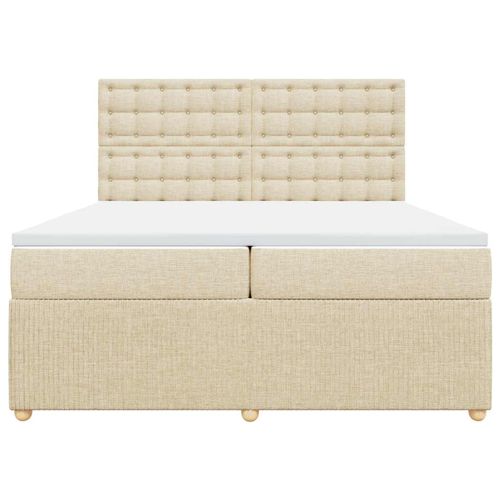 vidaXL Boxspring met matras stof crèmekleurig 200x200 cm, foto 4