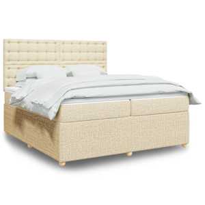 Box spring postelja z vzmetnico krem 200x200 cm blago