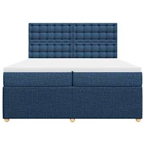 Box spring postel s matrací modrá 200x200 cm textil - obrázek 4