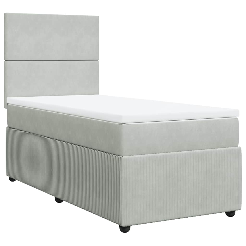 vidaXL Boxspring met matras fluweel lichtgrijs 80x200 cm grijs, foto 3