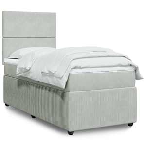 Box spring postelja z vzmetnico svetlo siva 80x200 cm žamet