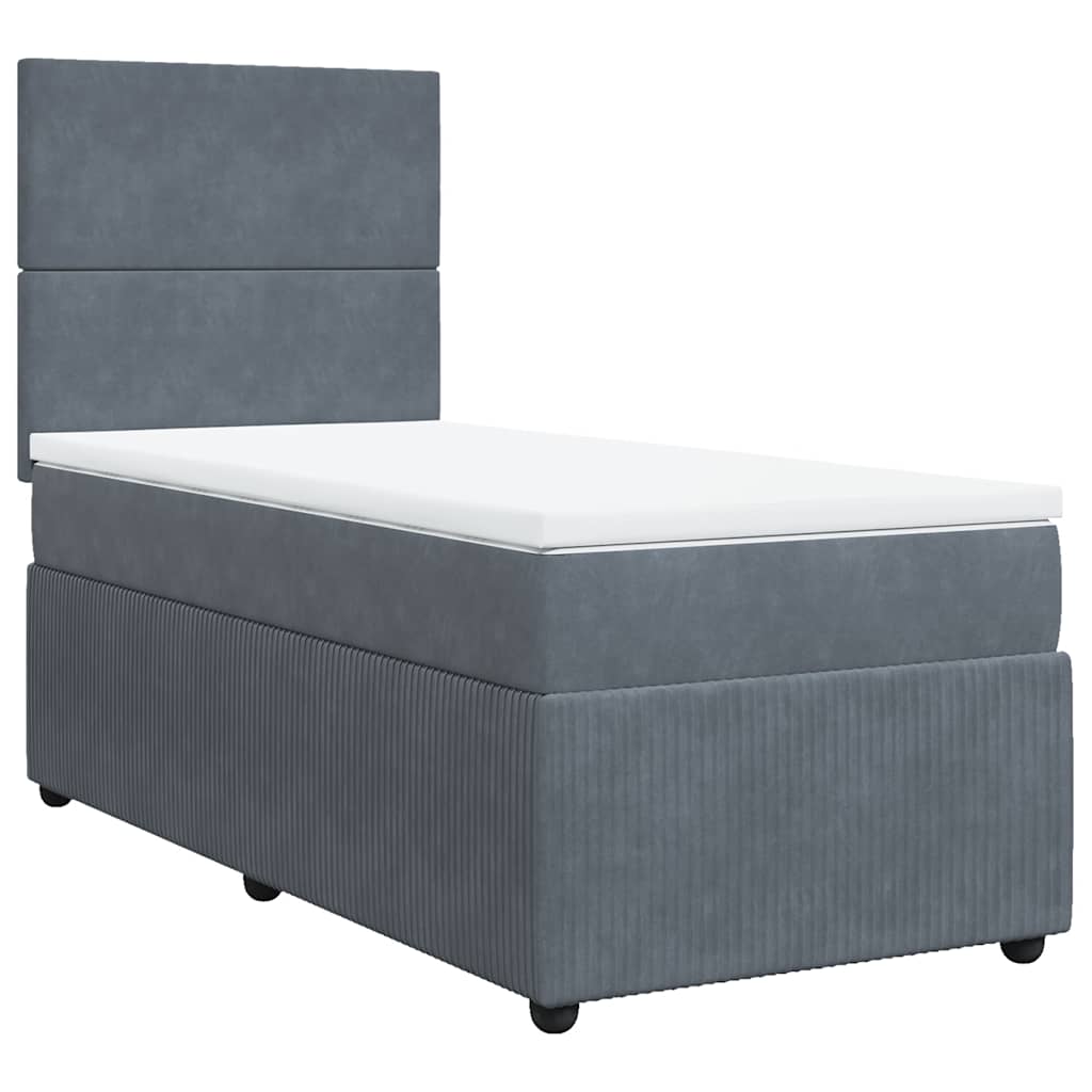 vidaXL Boxspring met matras fluweel donkergrijs 80x200 cm grijs, foto 3