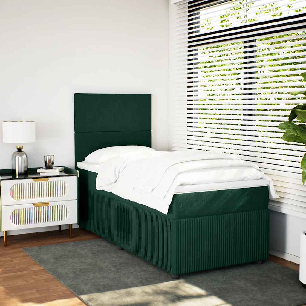 vidaXL Boxspring met matras fluweel donkergroen 80x200 cm groen, foto 2