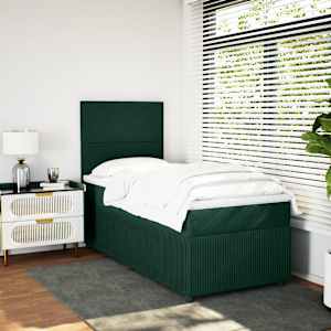 Box spring postel s matrací tmavě zelená 80 x 200 cm samet - obrázek 3