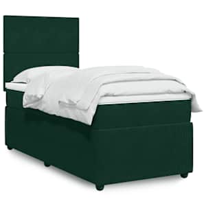 Box spring postelja z vzmetnico temno zelena 80x200 cm žamet