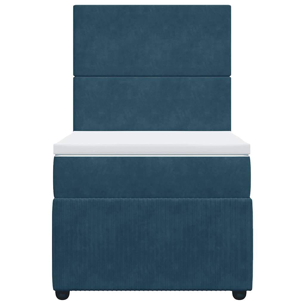 vidaXL Boxspring met matras fluweel donkerblauw 80x200 cm blauw, foto 4