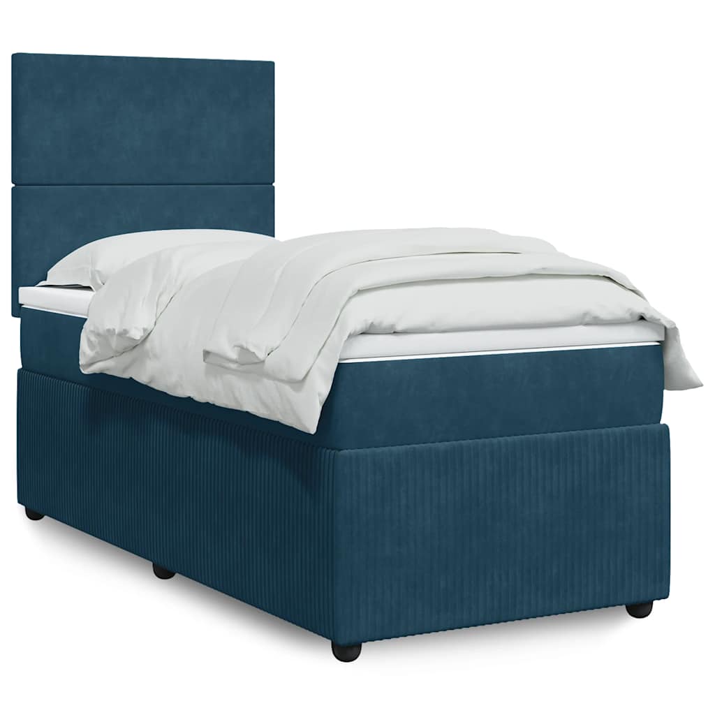 vidaXL Pat continental cu saltea, albastru închis, 80x200 cm, catifea