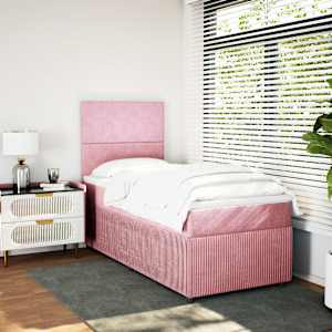 Box spring postel s matrací růžová 80 x 200 cm samet - obrázek 3