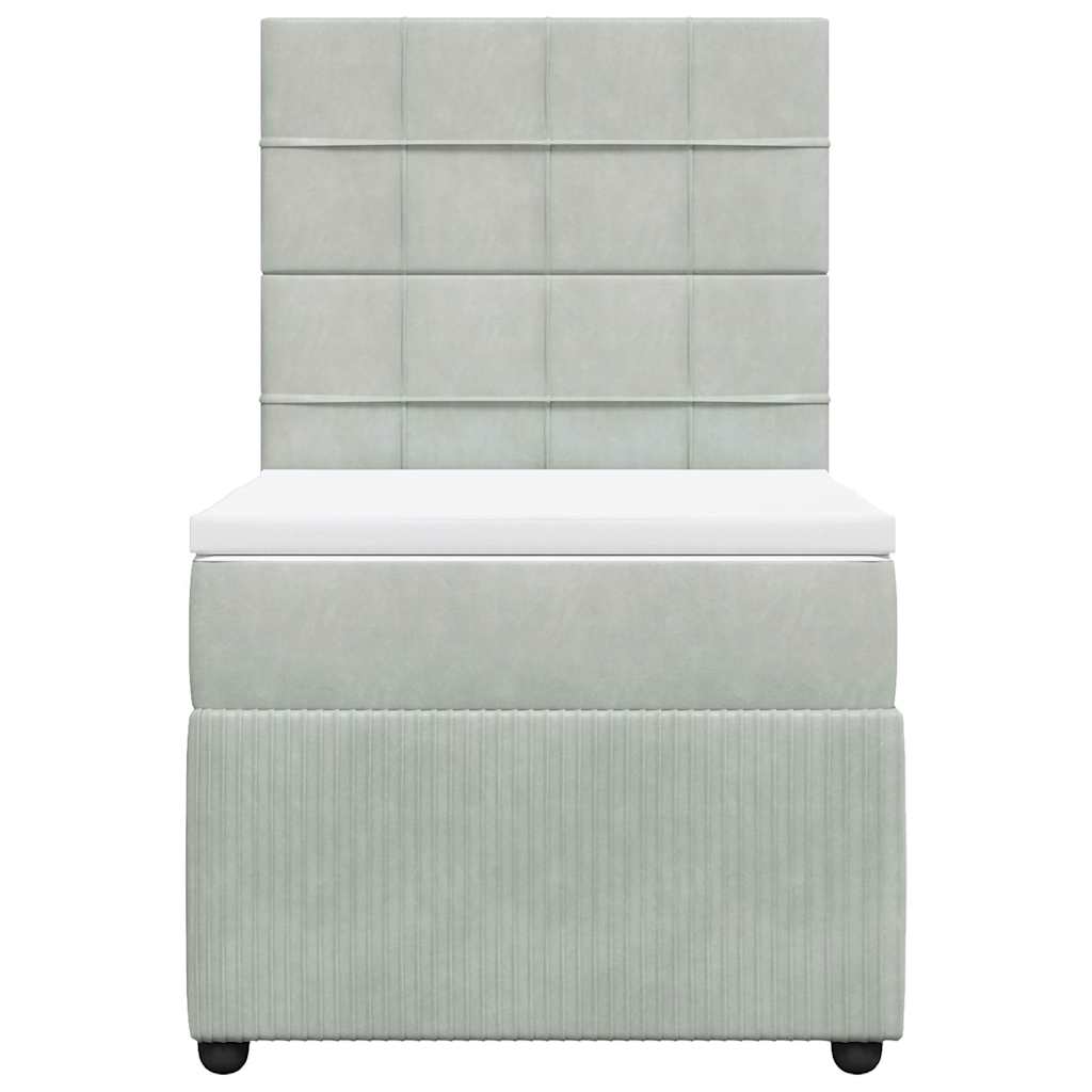vidaXL Boxspring met matras fluweel lichtgrijs 80x200 cm grijs, foto 4