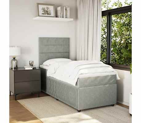 vidaXL Κρεβάτι Boxspring με Στρώμα Ανοιχτό Γκρι 80x200 εκ. Βελούδινο