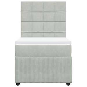 Box spring postel s matrací světle šedá 80 x 200 cm samet - obrázek 4