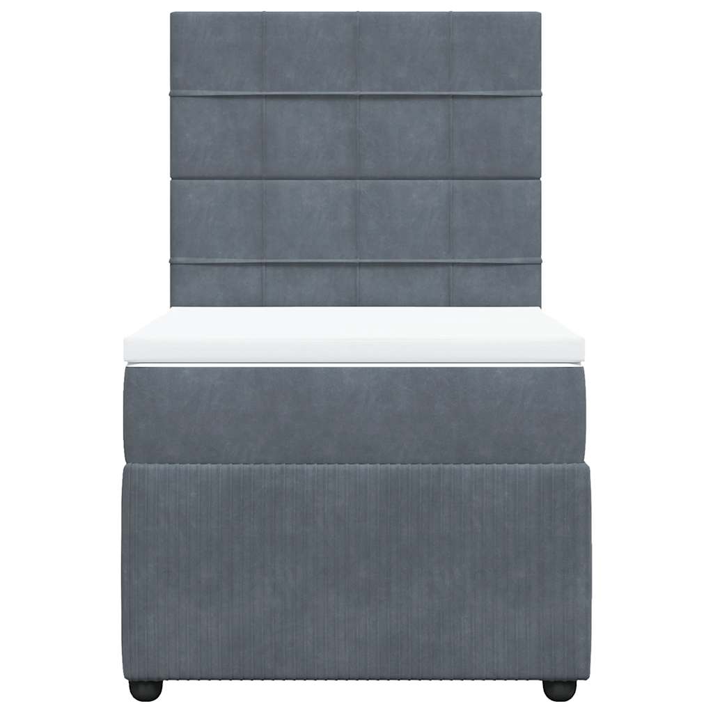 vidaXL Boxspring met matras fluweel donkergrijs 80x200 cm grijs, foto 4