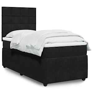 Box spring postel s matrací černá 80 x 200 cm samet - obrázek 1