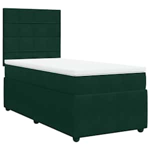 Box spring postel s matrací tmavě zelená 80 x 200 cm samet - obrázek 2