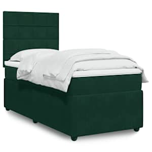 Box spring postelja z vzmetnico temno zelena 80x200 cm žamet