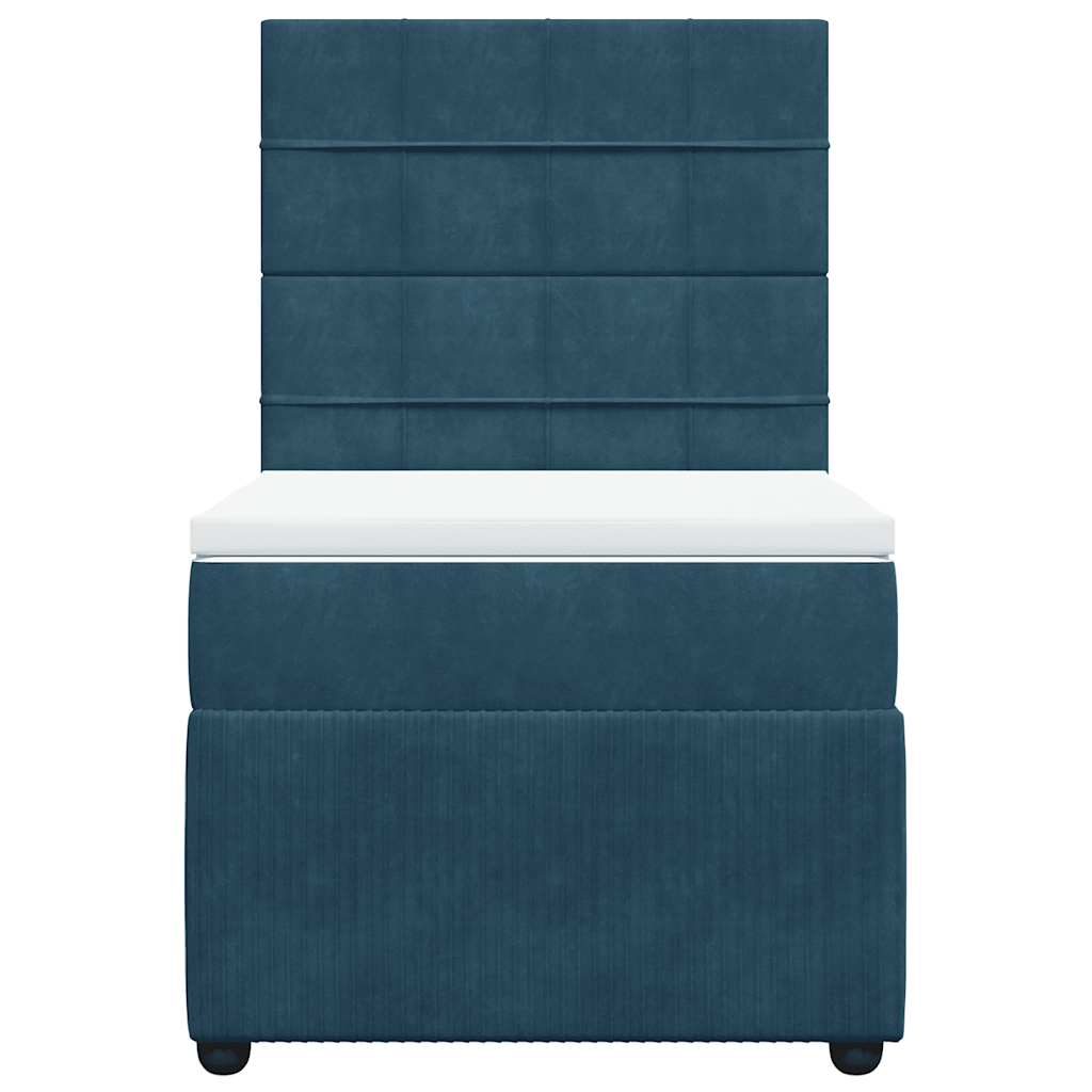 vidaXL Boxspring met matras fluweel donkerblauw 80x200 cm blauw, foto 4