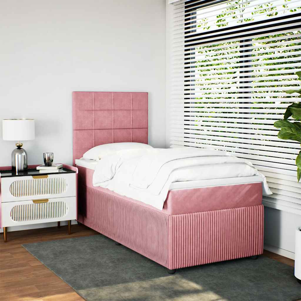 vidaXL Boxspring met matras fluweel roze 80x200 cm afbeelding