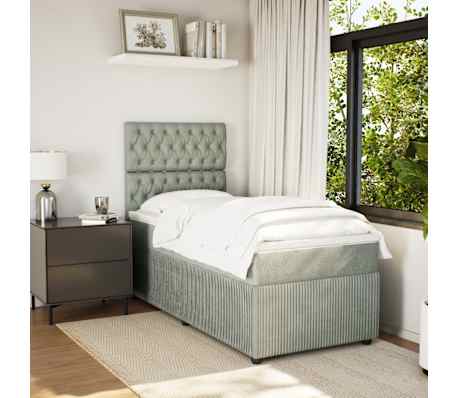 vidaXL Rams&auml;ng med madrass ljusgr&aring; 80x200 cm sammet