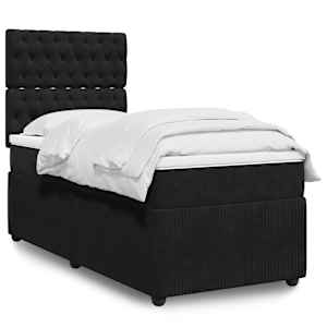 Box spring postel s matrací černá 80 x 200 cm samet - obrázek 1
