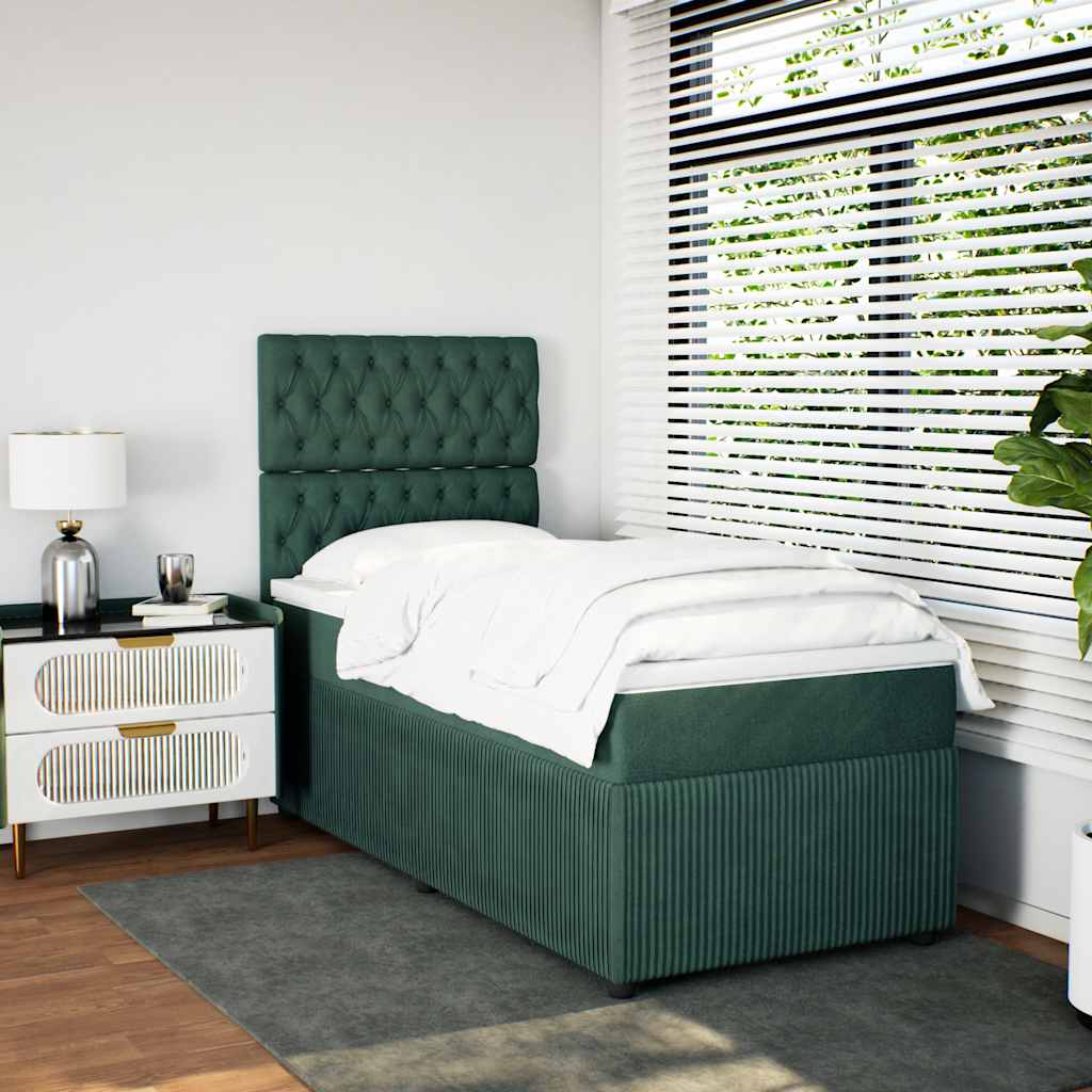 vidaXL Boxspring met matras fluweel donkergroen 80x200 cm afbeelding