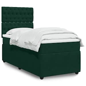 Box spring postelja z vzmetnico temno zelena 80x200 cm žamet