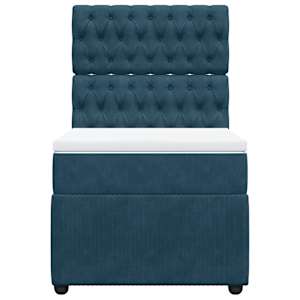 Box spring postel s matrací tmavě modrá 80 x 200 cm samet - obrázek 4