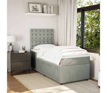vidaXL Κρεβάτι Boxspring με Στρώμα Ανοιχτό Γκρι 80x200 εκ. Βελούδινο