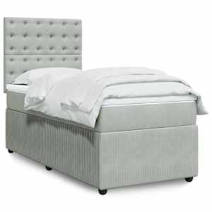 Box spring postelja z vzmetnico svetlo siva 80x200 cm žamet