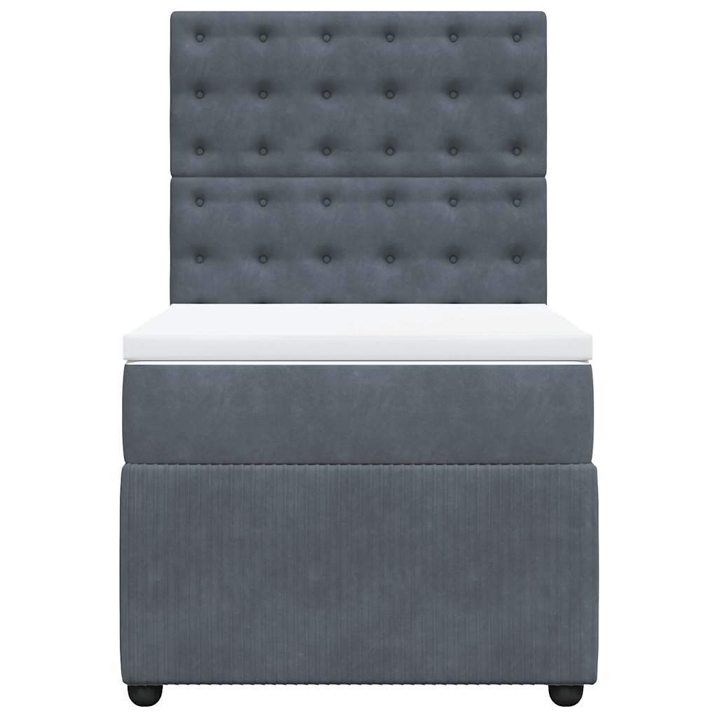vidaXL Boxspring met matras fluweel donkergrijs 80x200 cm grijs, foto 4