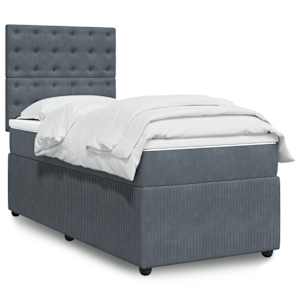 Box spring postelja z vzmetnico temno siva 80x200 cm žamet
