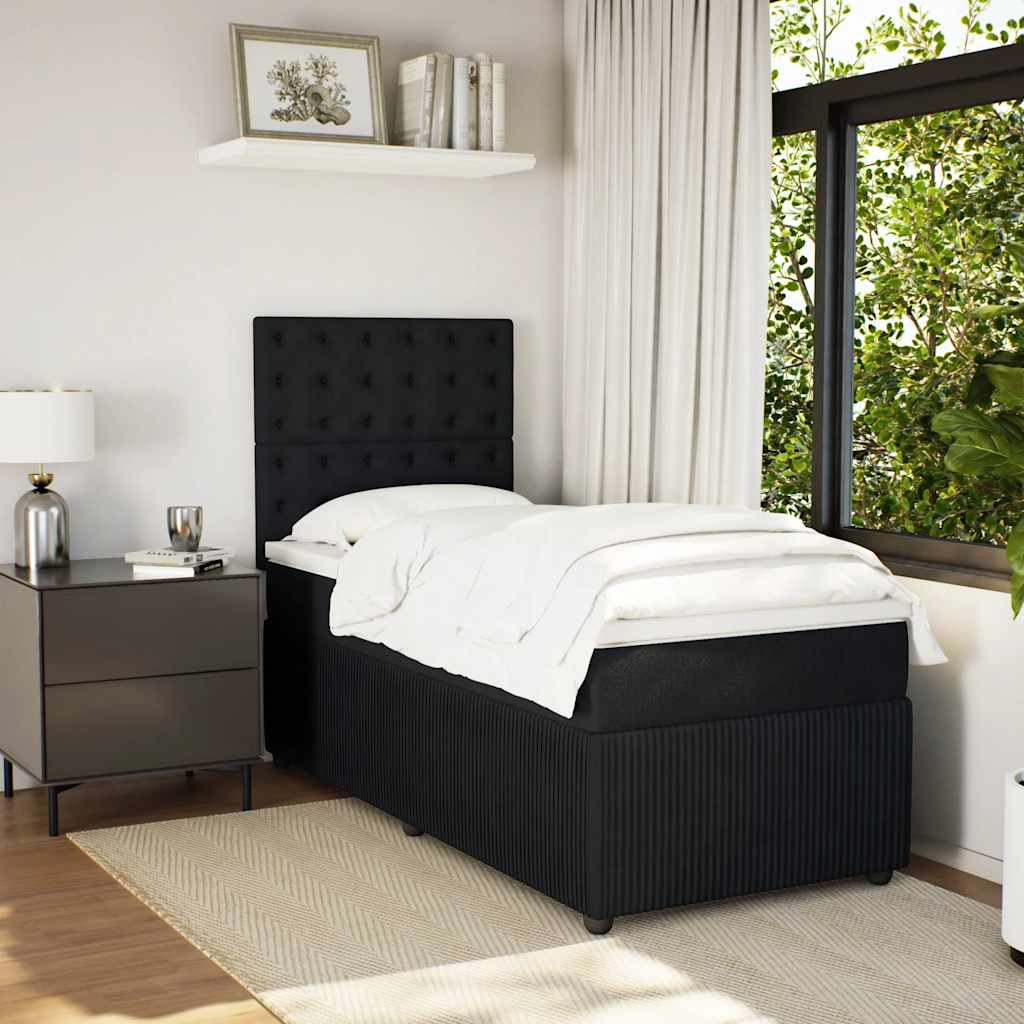 vidaXL Boxspring met matras fluweel zwart 80x200 cm afbeelding