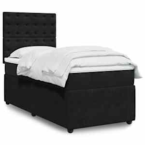 Box spring postel s matrací černá 80 x 200 cm samet - obrázek 1
