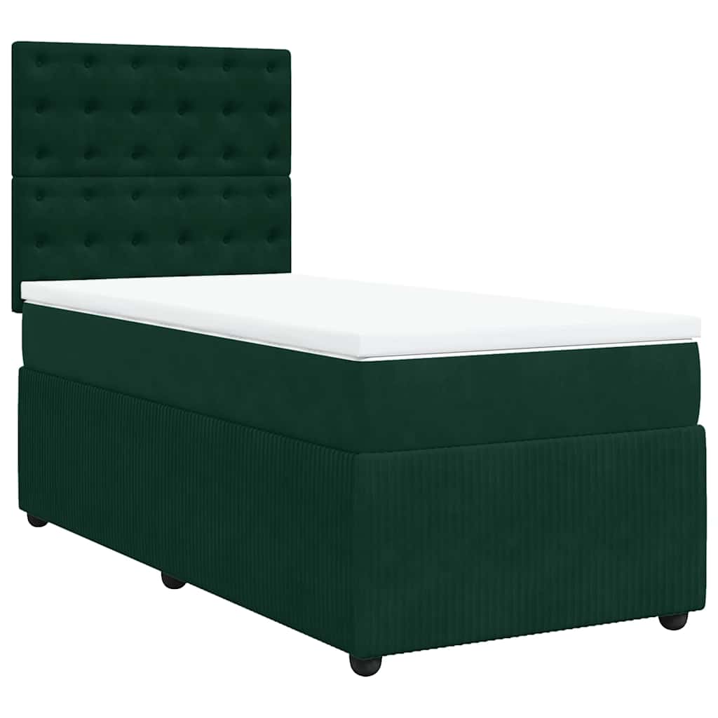 vidaXL Posteľný rám boxsping s matracom tmavozelený 80x200 cm zamat