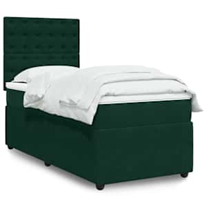 Box spring postelja z vzmetnico temno zelena 80x200 cm žamet