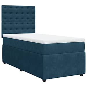 Box spring postel s matrací tmavě modrá 80 x 200 cm samet - obrázek 2