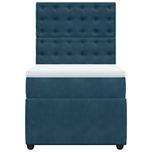 Box spring postel s matrací tmavě modrá 80 x 200 cm samet - obrázek 4