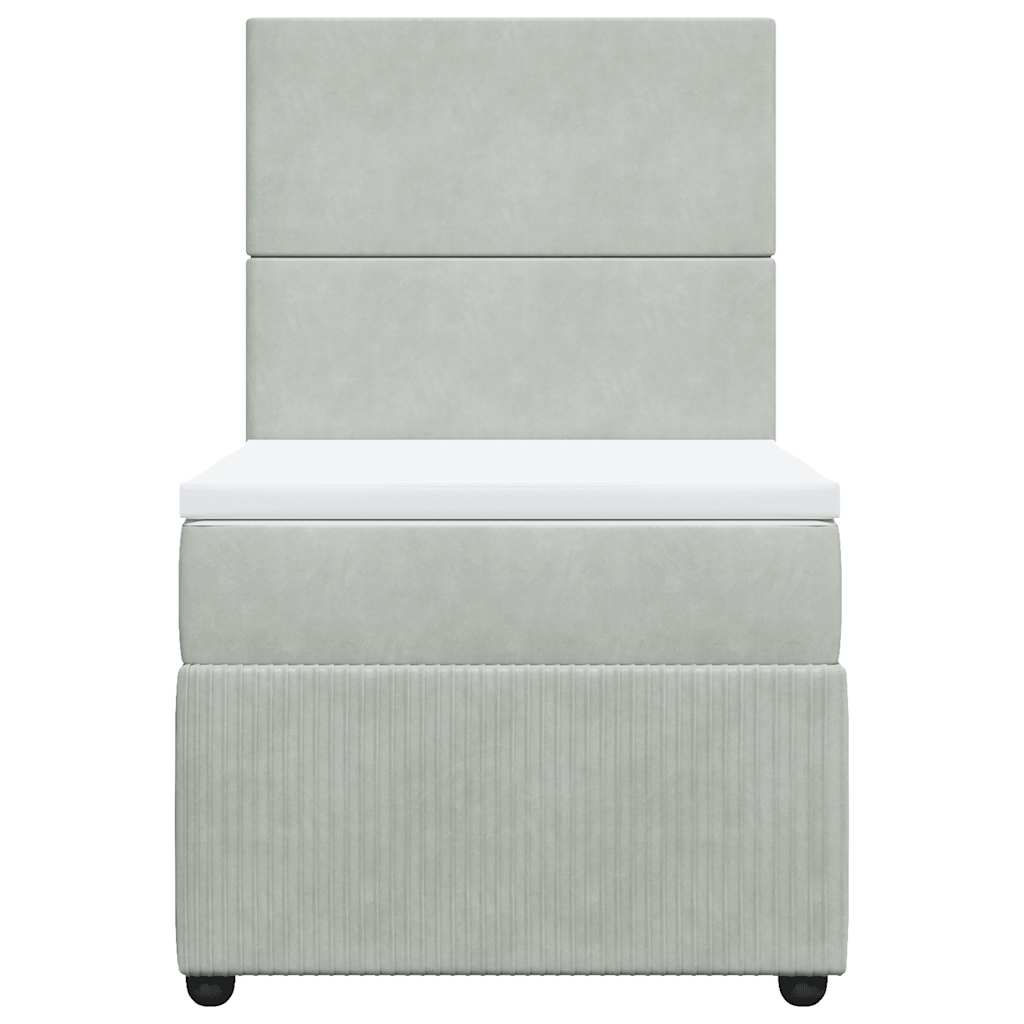 vidaXL Boxspring met matras fluweel lichtgrijs 90x190 cm grijs, foto 4