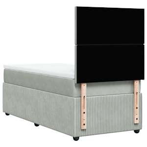 Box spring postel s matrací světle šedá 90x190 cm samet - obrázek 6
