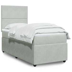 Box spring postel s matrací světle šedá 90x190 cm samet - obrázek 1