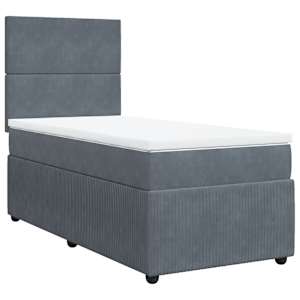 Box spring postel s matrací tmavě šedá 90x190 cm samet - obrázek 2