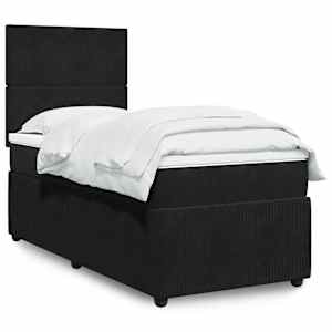 Box spring postel s matrací černá 90x190 cm samet - obrázek 1