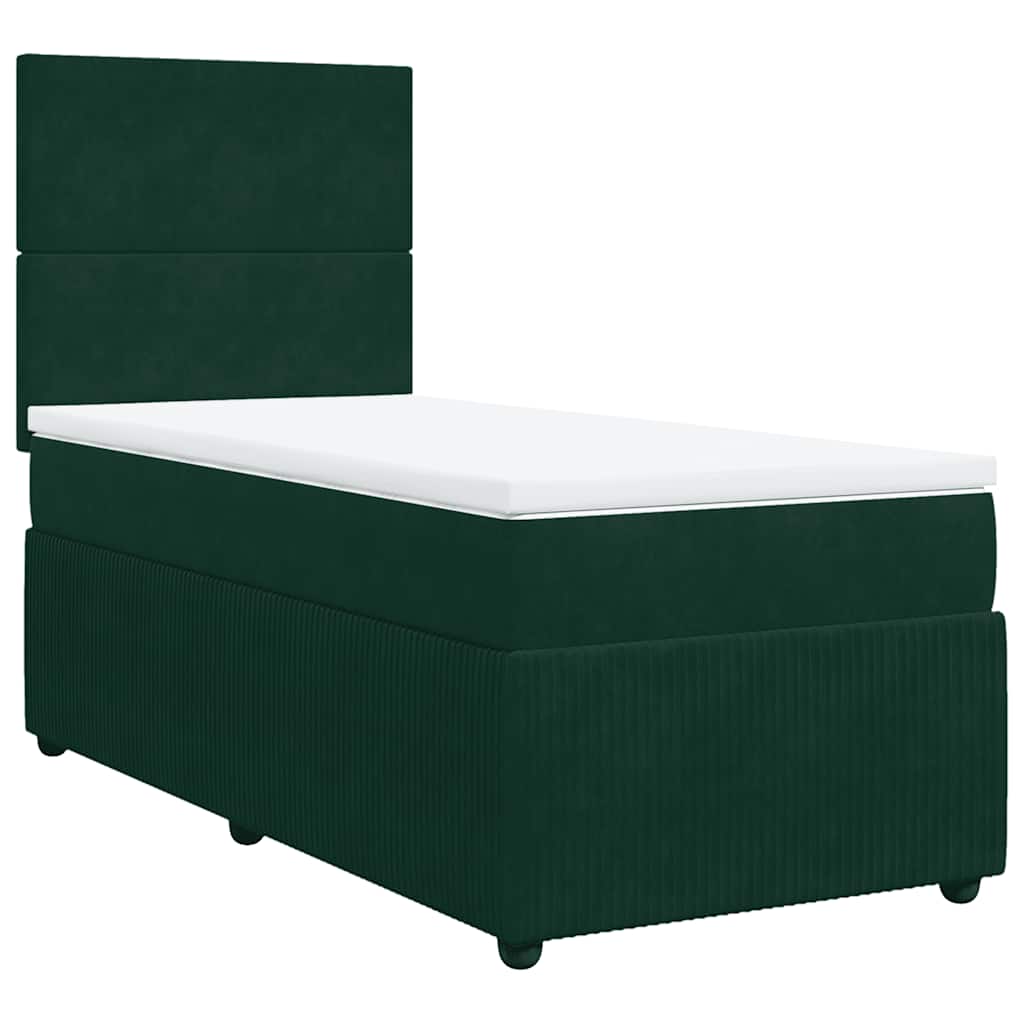 Levně vidaXL Box spring postel s matrací tmavě zelená 90x190 cm samet