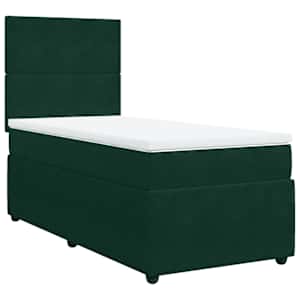 Box spring postel s matrací tmavě zelená 90x190 cm samet - obrázek 2