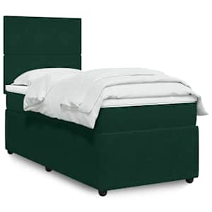Box spring postelja z vzmetnico temno zelen 90x190 cm žamet