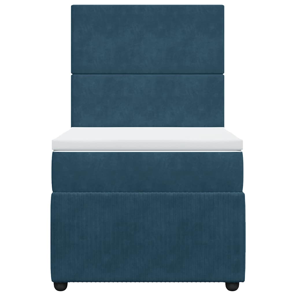 vidaXL Boxspring met matras fluweel donkerblauw 90x190 cm blauw, foto 4
